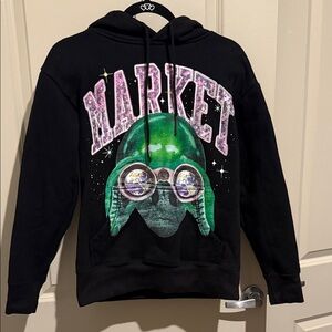 Arket Black Hoodie with Yellow Label